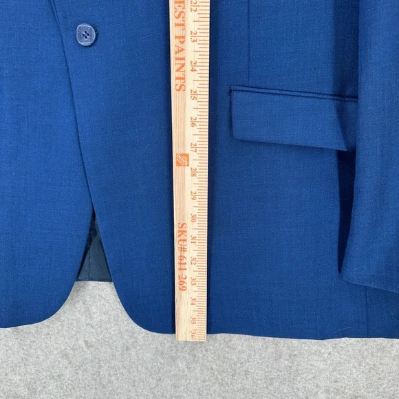 Falcone Mens Blue 2 Piece Suit Set Peak Lapel Blazer Jacket 52L Pants 40X28